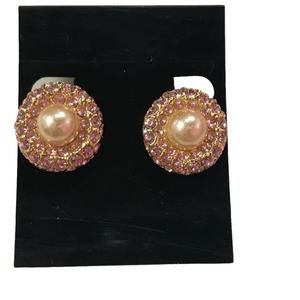 Joan Rivers Gold Plated Pink Crystal Clip Earrings